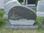 #38 - 3-0 Polished 2- Gem Mist- Oval - Etching- Church scene